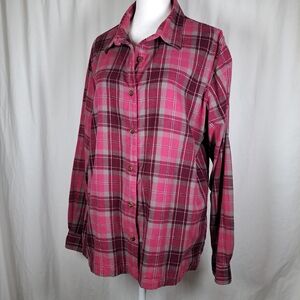 Pink Plaid Button-Up Shirt Cabellas XL
